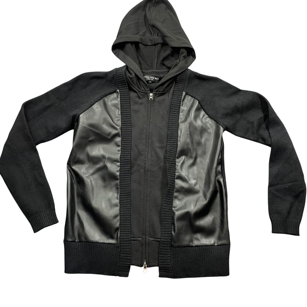 Central Park West Small Black Dual Zip Hooded Sweater Jacket Full Zip